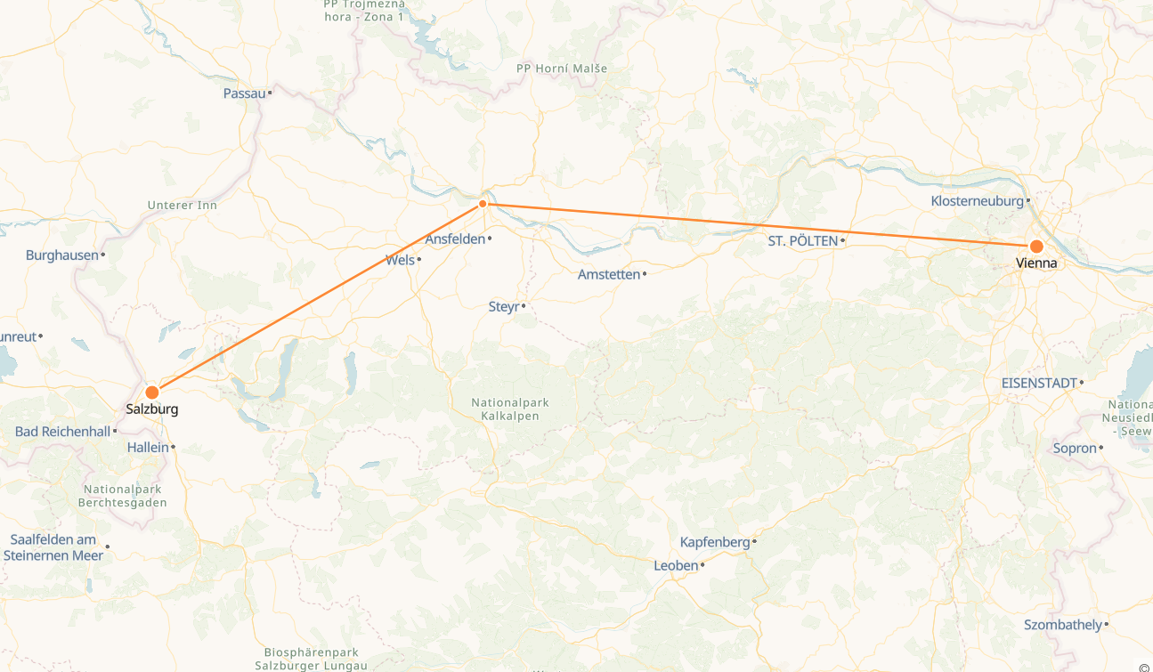 Vienna to Salzburg Railway Map