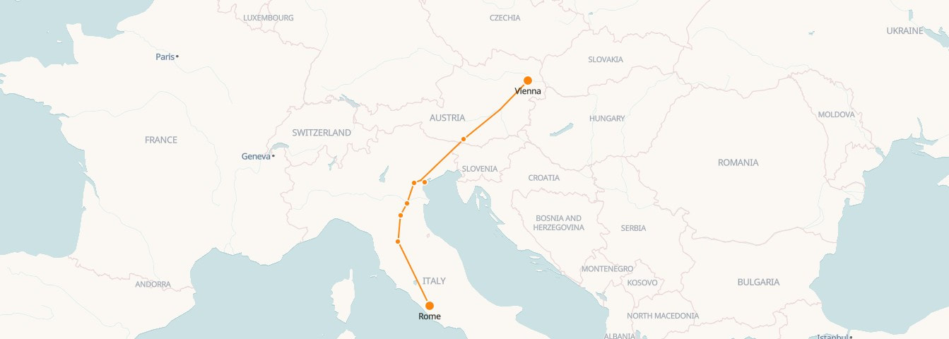Vienna to Budapest Railway Map